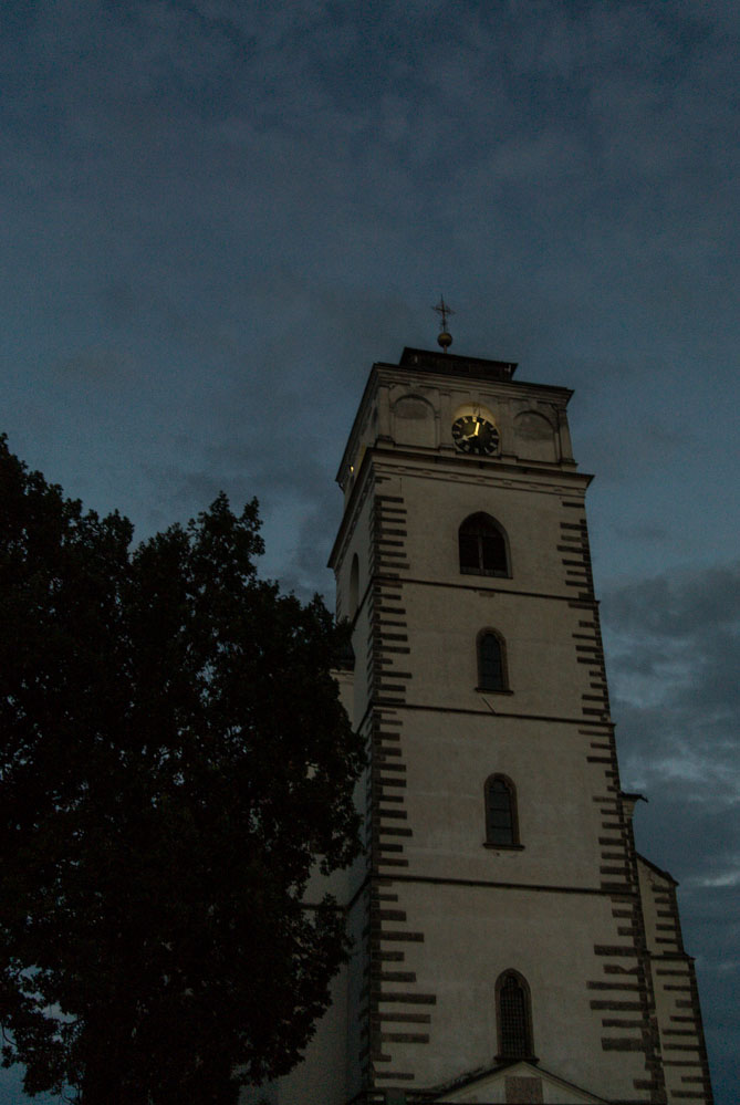 Kostel v Sobotce po západu slunce