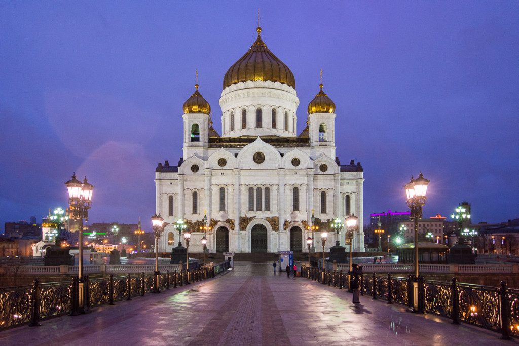 Moskva-Rusko-fotografování-noční-Chrám-Krista-Spasitele