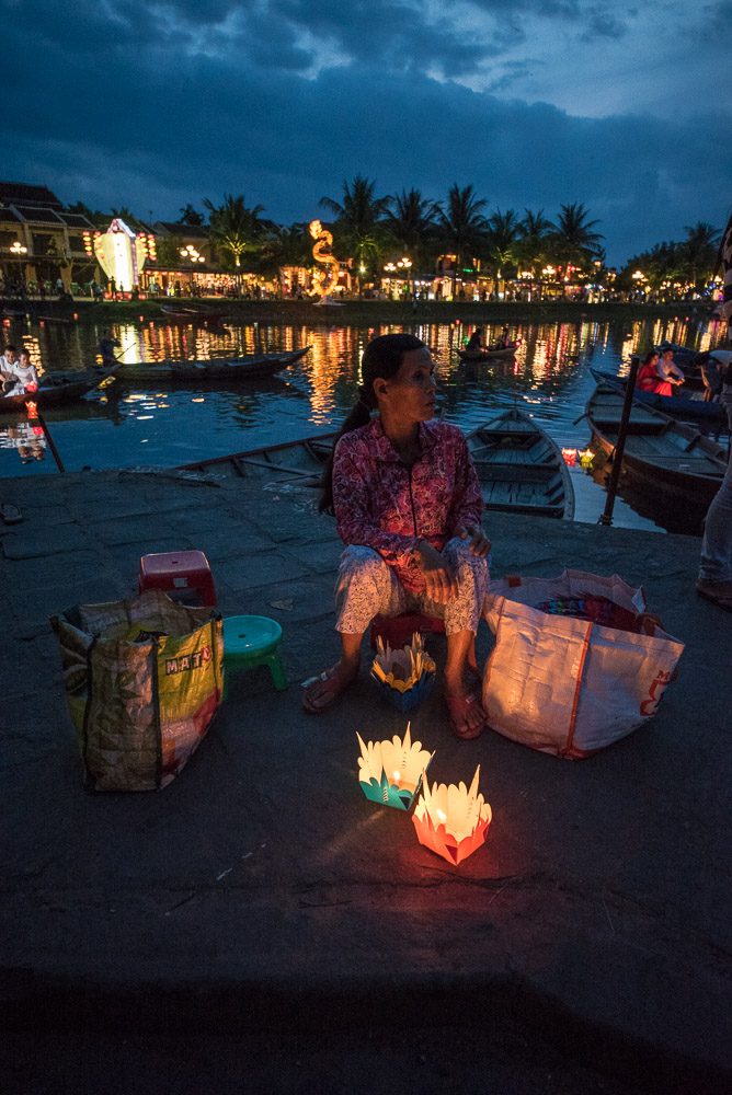 Hoi An, Vietnam, noční, noc, svíčky, lampiony, lodě