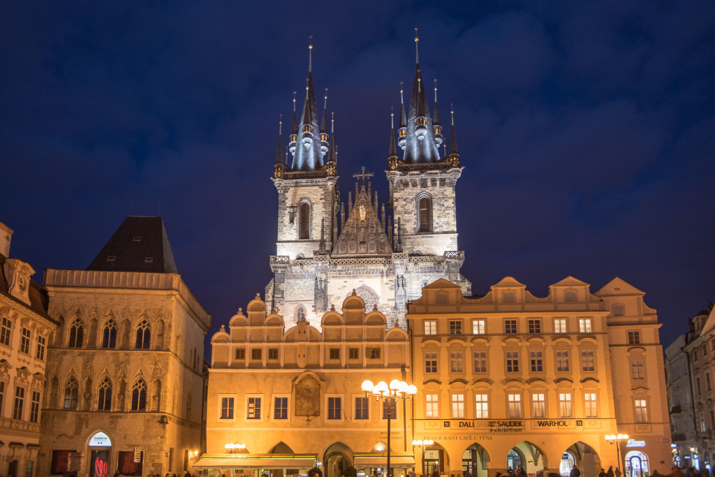 Praha, noční, centrum, Staroměstské náměstí