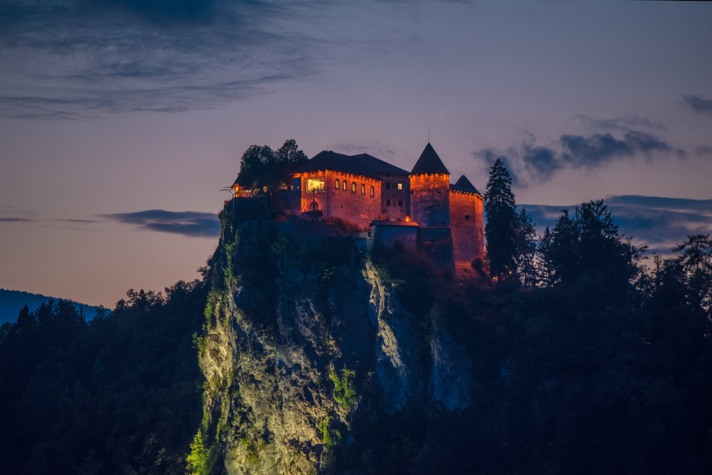 Bledský hrad, Bled Catle after sunset